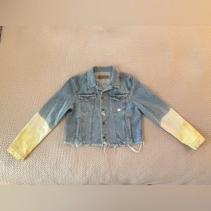 GRLFRND Cara ombrè sleeve cropped denim jacket
